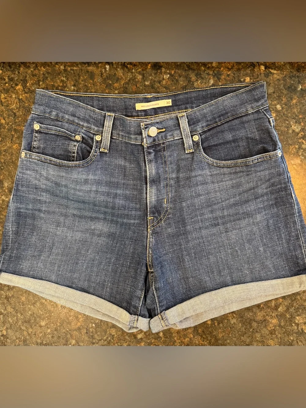 Levi's Dark Blue Denim Rolled-Hem Women's Shorts